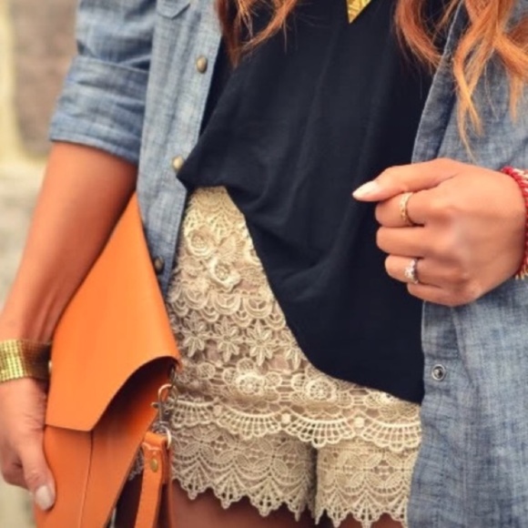 Urban Outfitters Pants - Cream Lace Shorts Urban Outfitters